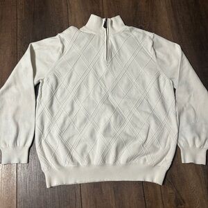 Vintage Cambridge Classics Cream Diamond Knit Quarter Zip Sweater